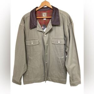 Marlboro Vintage 90s Chore Jacket Rancher Blanket Flannel Lined Leather NWT XL